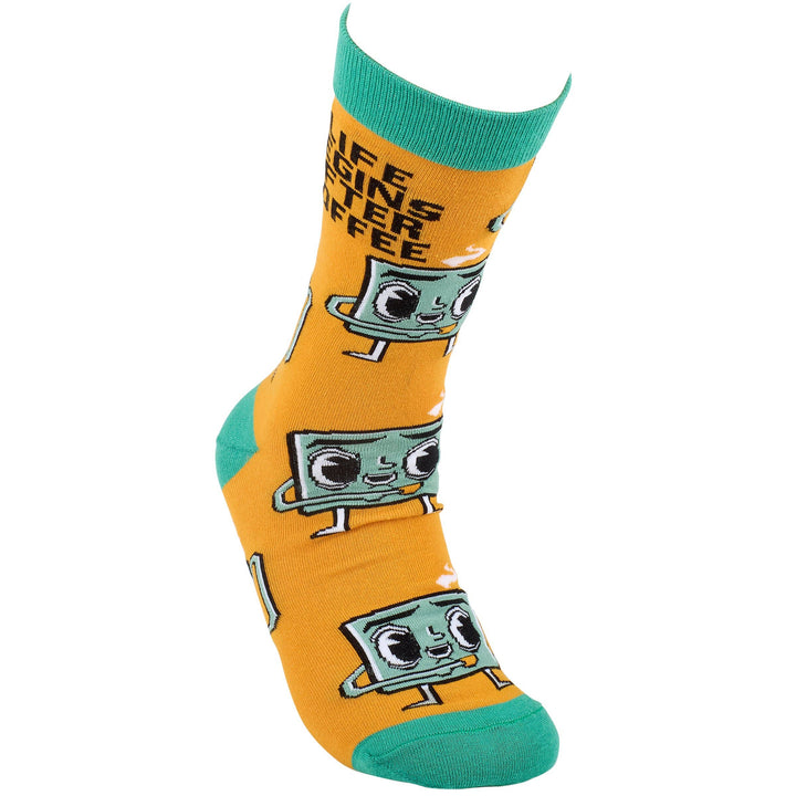Life Begins After Coffee Socks - Premium Socks from Primitives by Kathy - Just $11.50! Shop now at Pat's Monograms