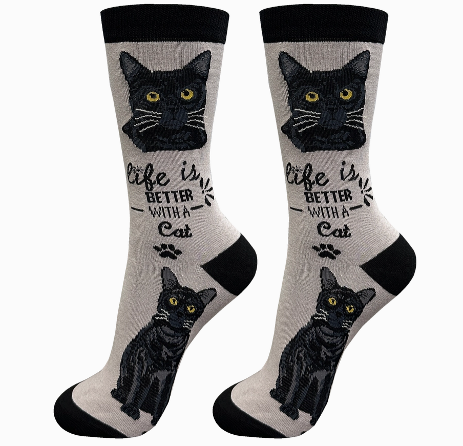 Black Cat - Life is Better Socks - Premium Socks from Sock Daddy - Just $10.95! Shop now at Pat's Monograms
