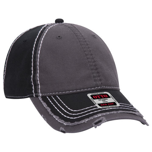 Distressed Two Tone Twill Cap w/ Heavy Stitching - Premium Headwear from Otto Caps - Just $10.95! Shop now at Pat's Monograms