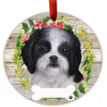 Shih Tzu - brown and White - Ceramic Wreath Ornament - Premium Christmas Ornament from E&S Pets - Just $9.95! Shop now at Pat's Monograms