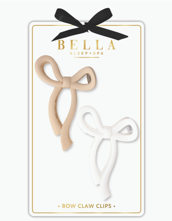 Claw Clips Set of 2 - Flax Bow/White Bow - Premium Accessories from Bella Sleep + Spa - Just $7.95! Shop now at Pat's Monograms