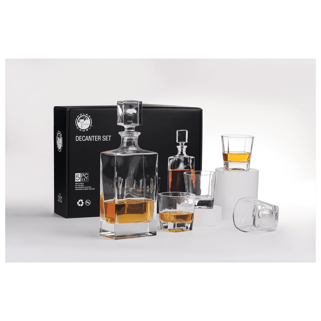 Rectangle Glass Decanter Set with 4 Glasses - 810ml add Laser Engraving - Premium barware from JDS - Just $47.95! Shop now at Pat's Monograms