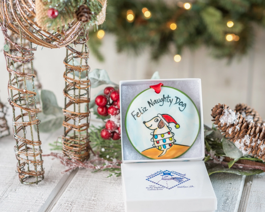 Feliz Naughty Dog Christmas Ornament - Premium  from Nola Watkins - Just $24.95! Shop now at Pat's Monograms