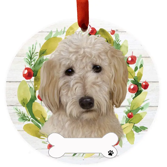 Goldendoodle Ceramic Wreath Ornament - Premium Christmas Ornament from E&S Pets - Just $9.95! Shop now at Pat's Monograms