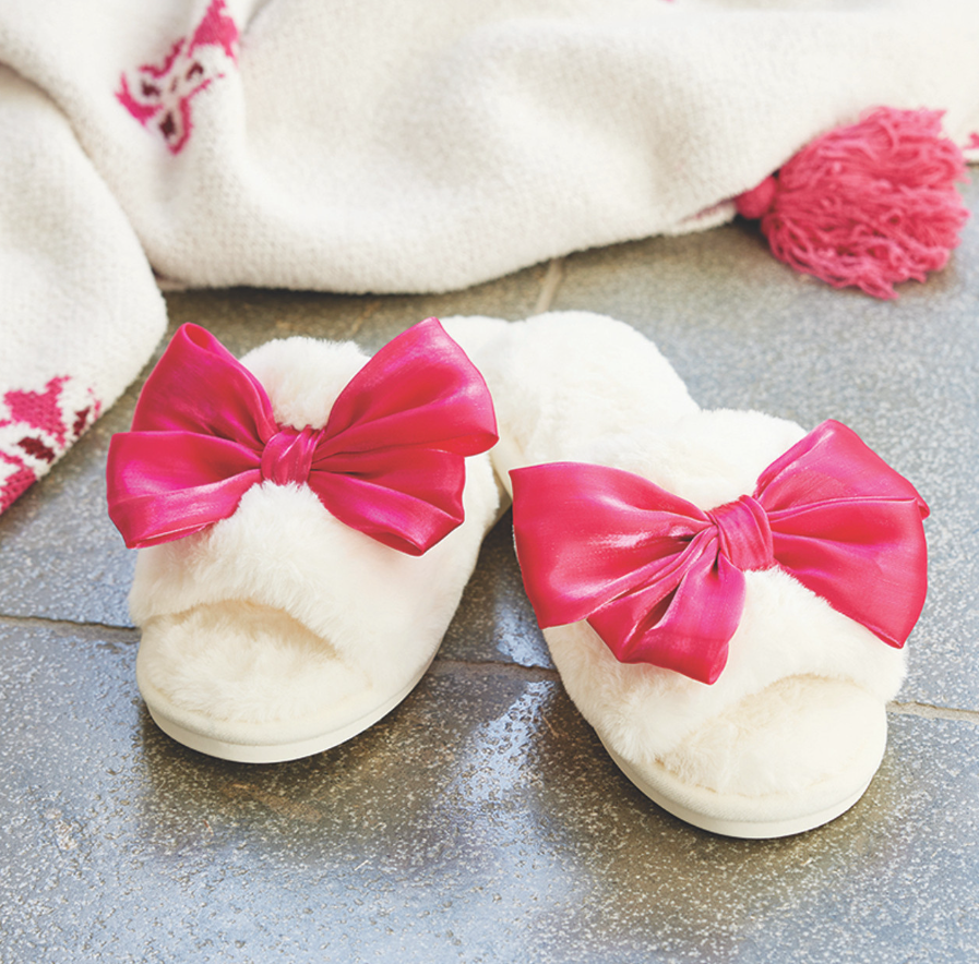 Plush Slippers - Hot Pink Bow - Premium Accessories from Bella Sleep + Spa - Just $24.95! Shop now at Pat's Monograms