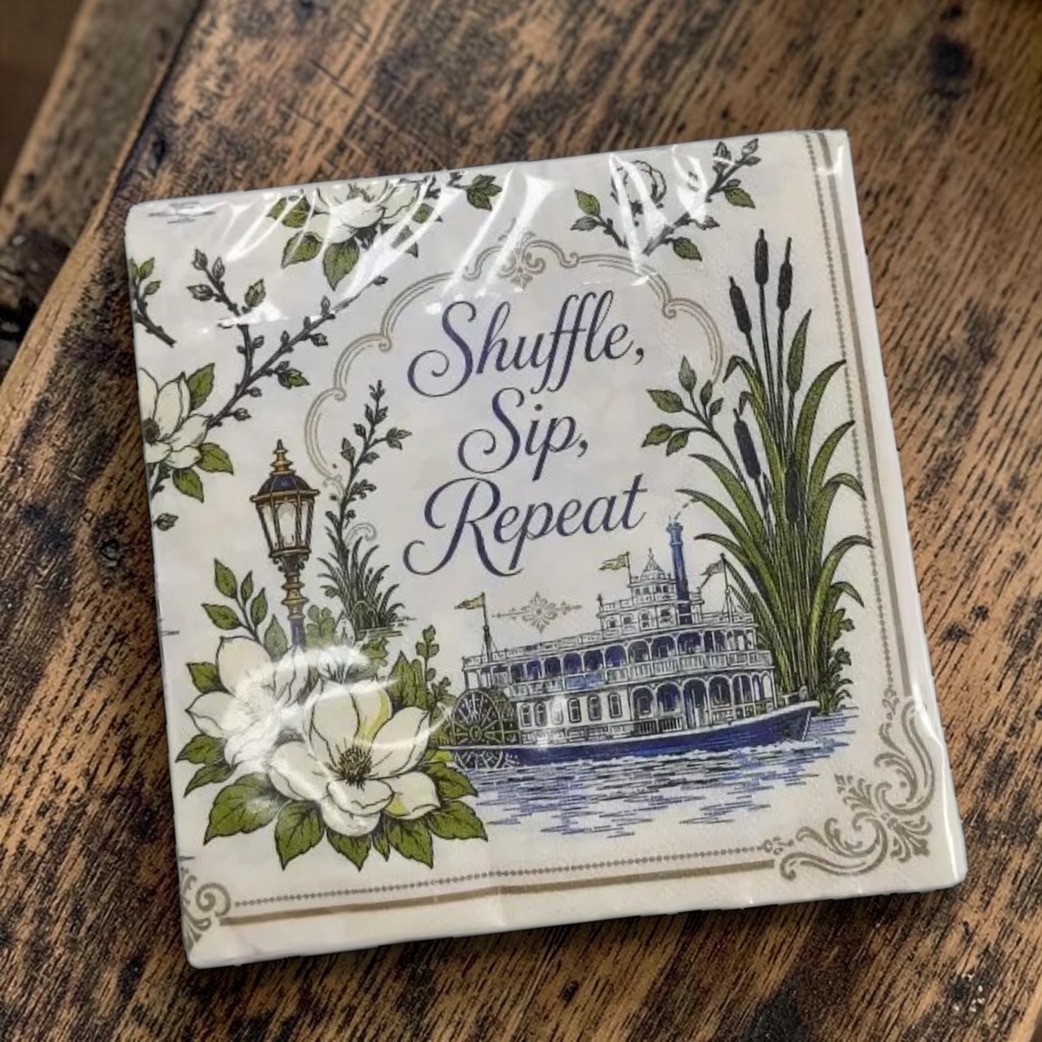 Mahjestic South Cocktail Napkins — Shuffle, Sip, Repeat