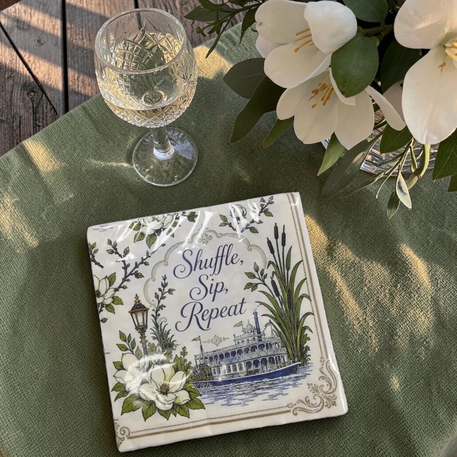 Mahjestic South Cocktail Napkins — Shuffle, Sip, Repeat