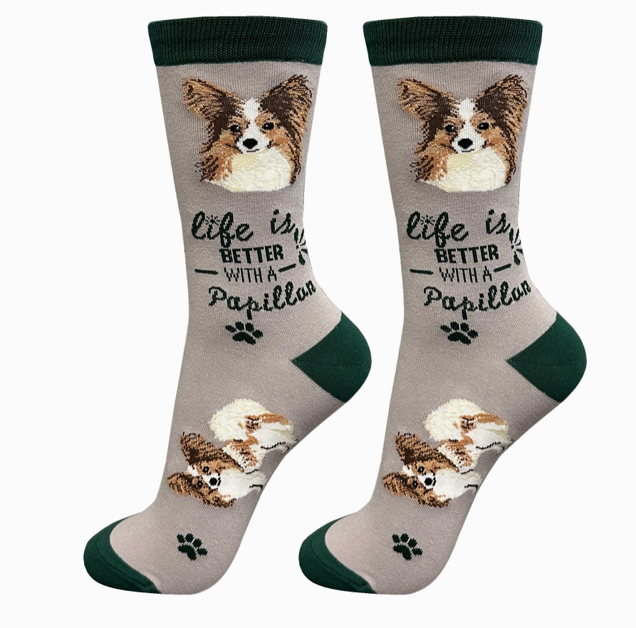 Papillon - Life is Better Socks - Premium Socks from Sock Daddy - Just $10.95! Shop now at Pat's Monograms