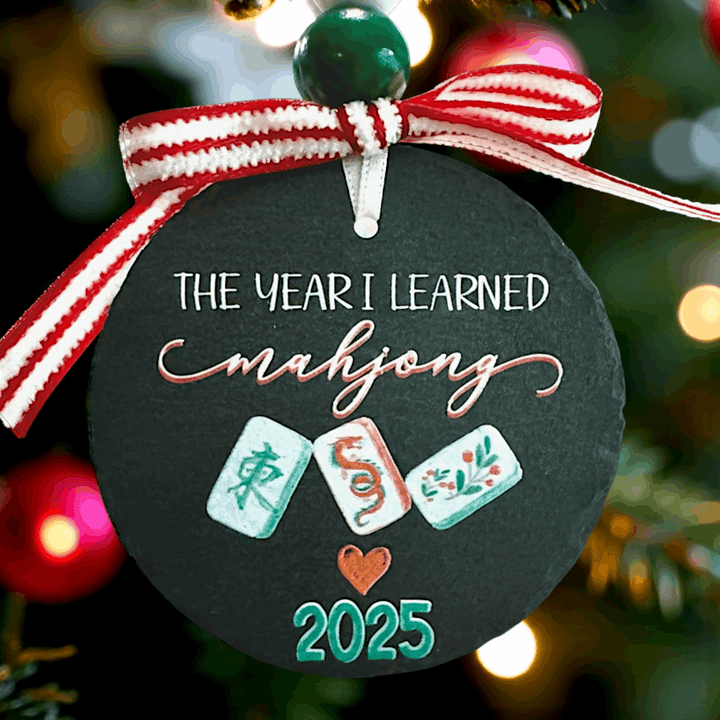 The Year I Learned Mahjong Christmas Ornament - Premium Christmas Ornament from Pat's Monograms - Just $12.95! Shop now at Pat's Monograms