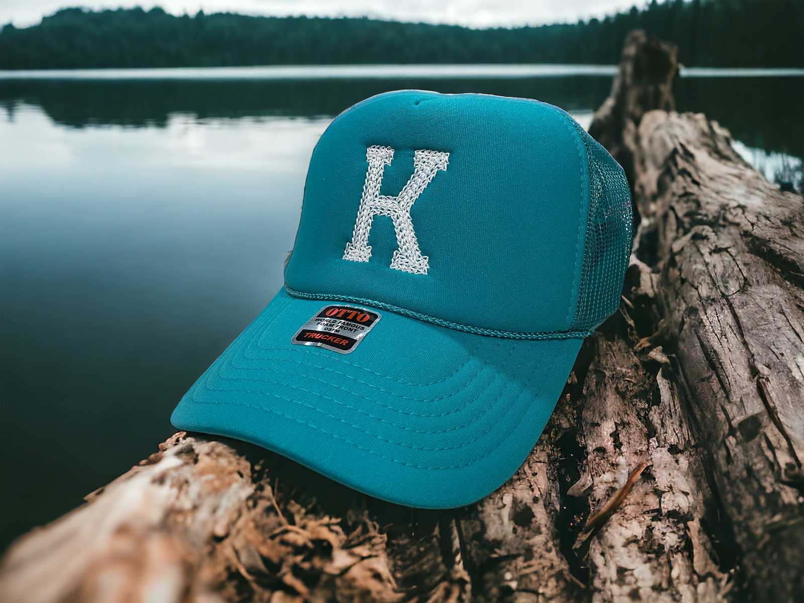 Embroidered Chain Stitch Trucker Hat - Premium Headwear from Pat's Monograms - Just $24.95! Shop now at Pat's Monograms