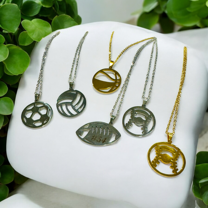 Laser Engraved Sports Necklaces - Premium necklace from Pat's Monograms - Just $22.95! Shop now at Pat's Monograms