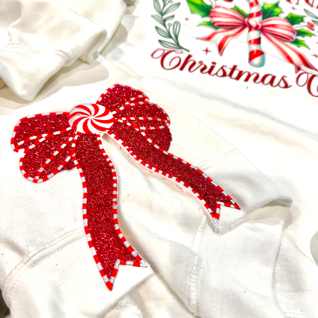 Candy Cane Club - Side Bow Sweatshirt - Premium Christmas Shirts from Pat's Monograms - Just $56.95! Shop now at Pat's Monograms