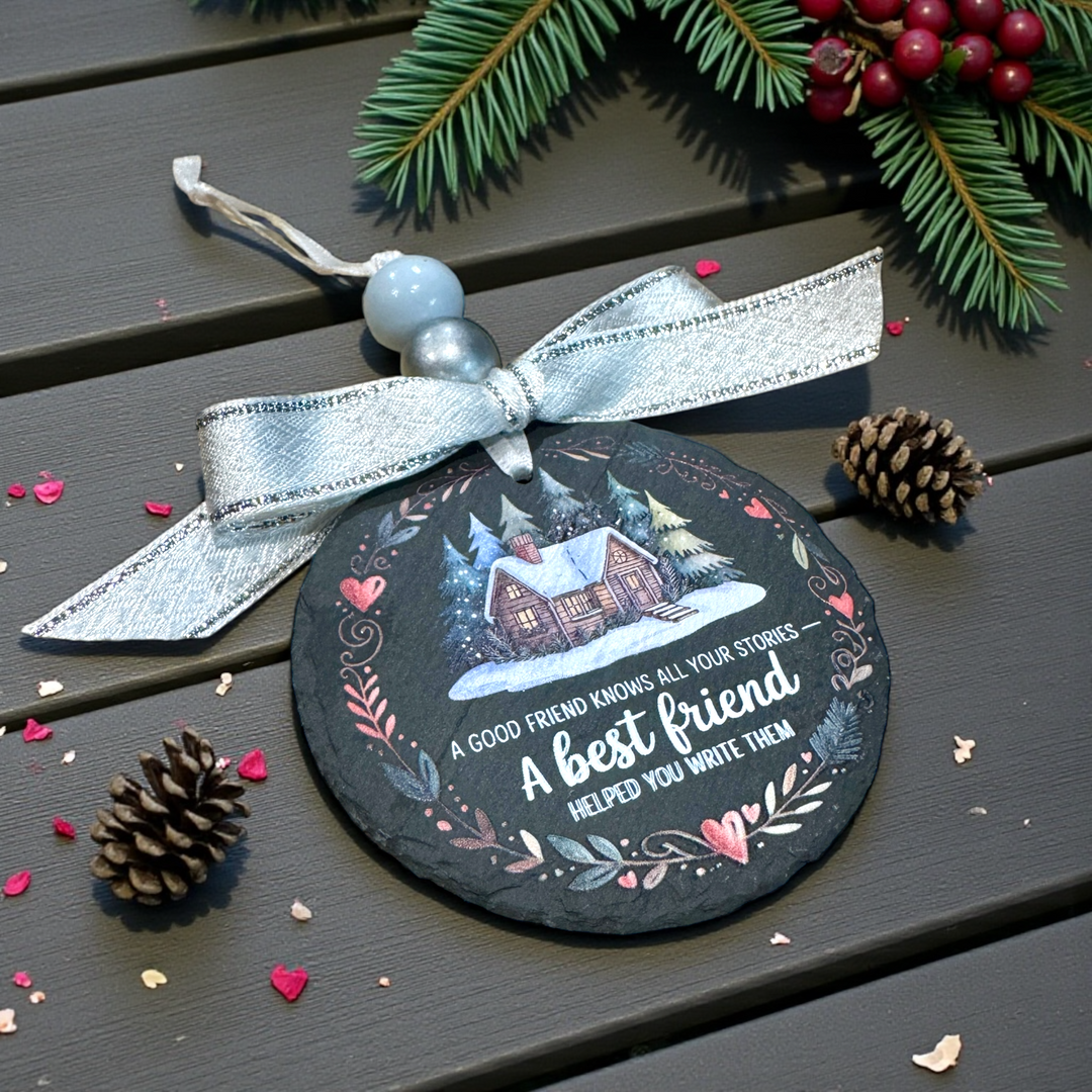 A Best Friend Slate Christmas ornament - Premium Christmas Ornament from Pat's Monograms - Just $12.95! Shop now at Pat's Monograms
