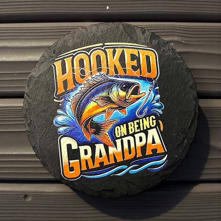 Hooked on Being Grandpa - Premium barware from Pat's Monograms - Just $6.50! Shop now at Pat's Monograms