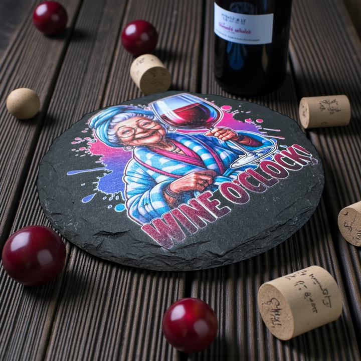 Wine O'Clock Slate Coaster - Premium barware from Pat's Monograms - Just $6.50! Shop now at Pat's Monograms