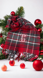 Plaid Cashmere Feel Scarves with Embroidered Single Initial - Premium Accessories from Pat's Monograms - Just $18! Shop now at Pat's Monograms
