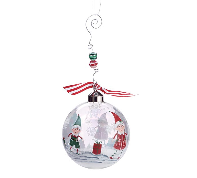 Santa and his Elves Glass Whimsy Ornament