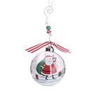 Santa and his Elves Glass Whimsy Ornament