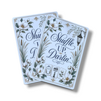 Shuffle Up, Darlin' mahjong shufflers, set of two, in navy and cream with magnolia, cotton boll, river reed, and Southern lantern artwork by Told in Tiles
