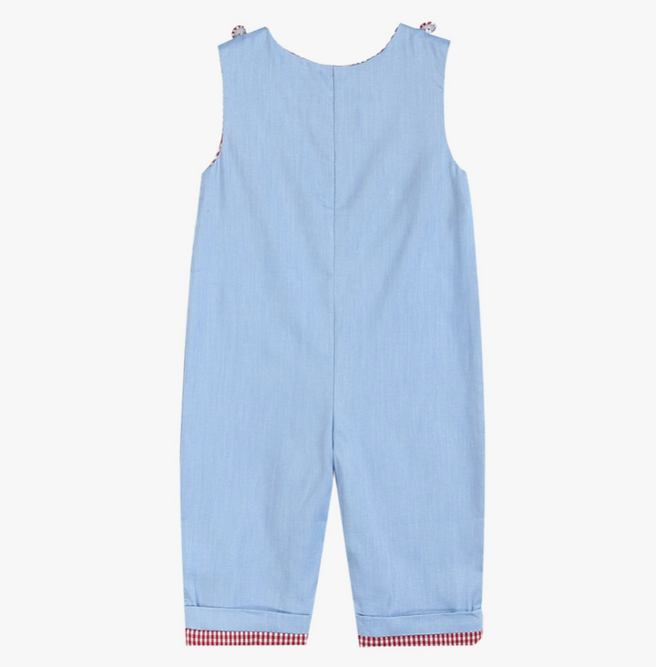 Lil Cactus - Light Blue Smocked Santa and Sleigh Overalls - Premium Baby & Toddler Outfits from Lil Cactus - Just $32.95! Shop now at Pat's Monograms