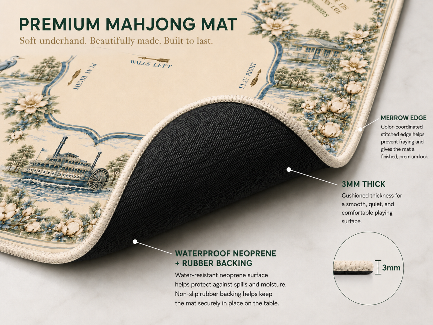 Southern Theme Mahjong Mat — Player's Edition — Preorder - Premium Mahjong from Pat's Monograms - Just $80! Shop now at Pat's Monograms