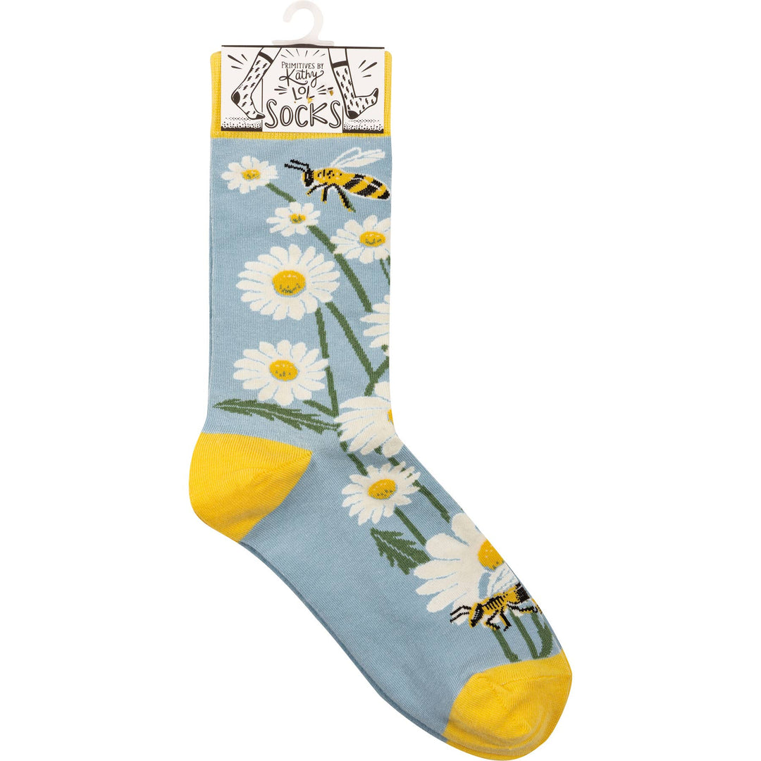 Bees And Daisies Socks - Premium Socks from Primitives by Kathy - Just $11.50! Shop now at Pat's Monograms