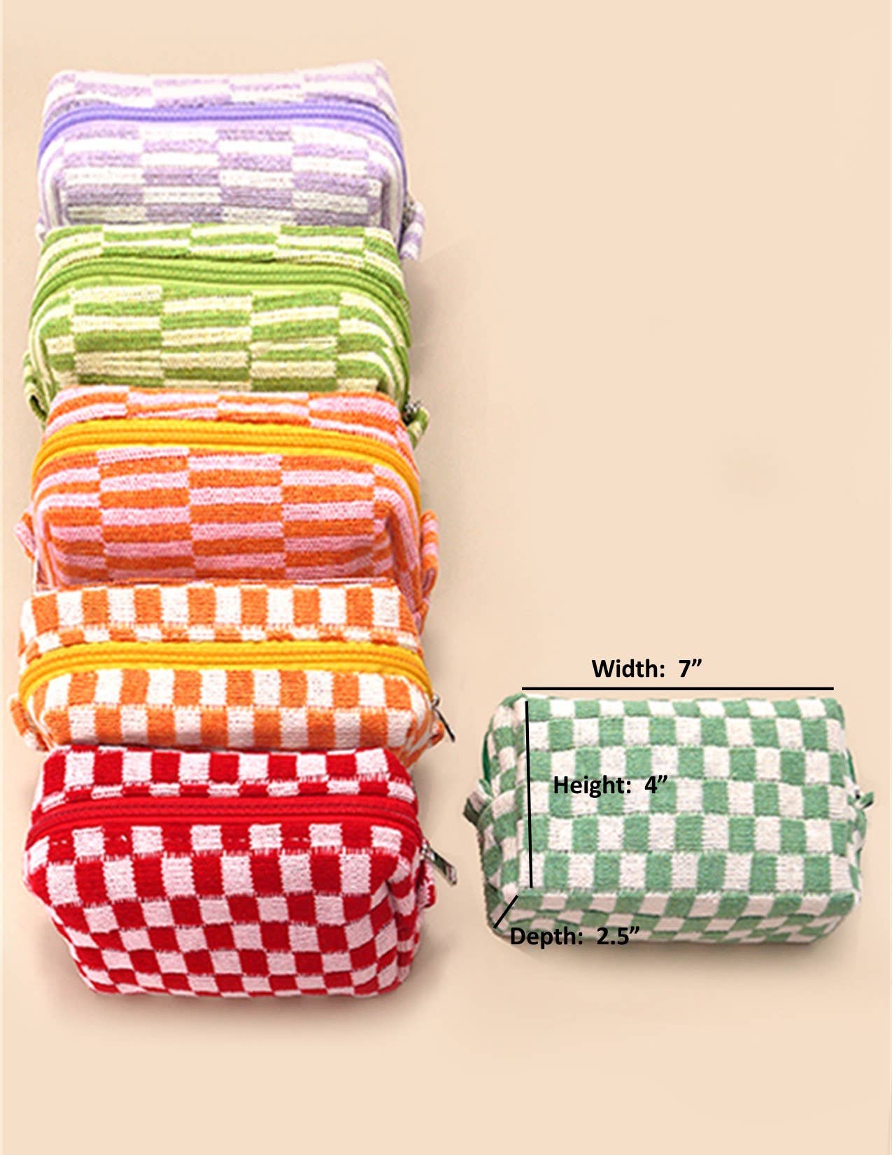 CHECKER MAKEUP COSMETIC POUCH BAG - Premium Cosmetic Bag from JOSSLYN by Wall to Wall - Just $7.45! Shop now at Pat's Monograms