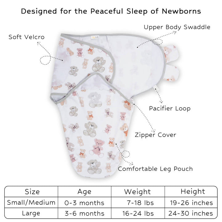 Teddy Bear Baby Sleep Swaddle 100% Organic Cotton - Premium Swaddle from LollyBanks - Just $15.95! Shop now at Pat's Monograms