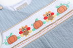 Light Blue Pinstripe Turkey Smocked Overalls - Premium  from Lil Cactus - Just $36! Shop now at Pat's Monograms