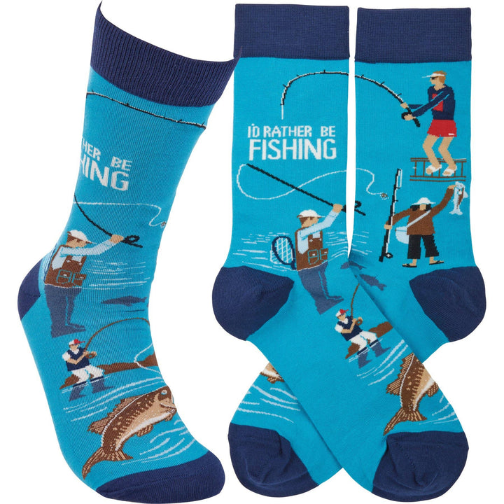 I'd Rather Be Fishing Socks - Premium socks from Primitives by Kathy - Just $10.95! Shop now at Pat's Monograms