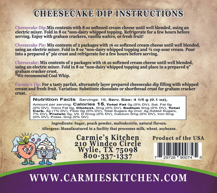 Peaches N' Cream Cheesecake Mix - Premium Gourmet Foods from Carmie's Kitchen - Just $5! Shop now at Pat's Monograms