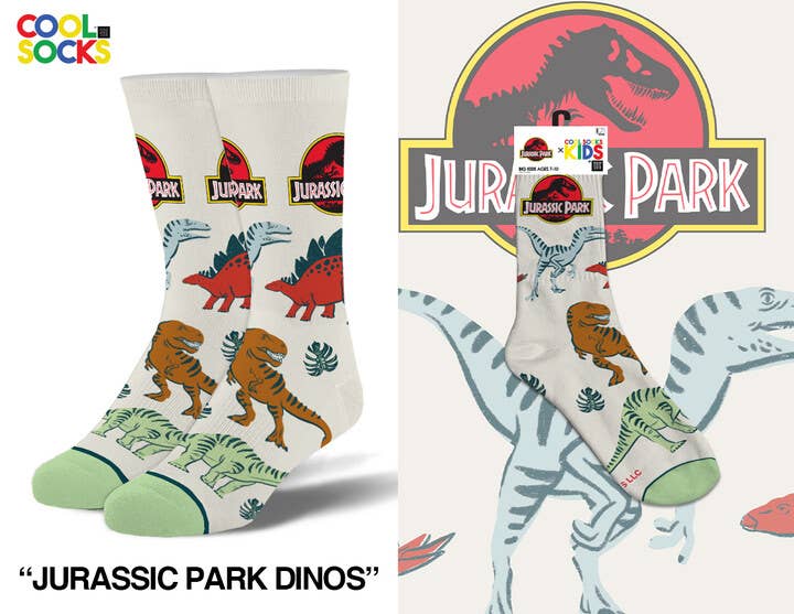 Jurassic Park Dinos - Kids 4-7 - Premium socks from Cool Socks - Just $8! Shop now at Pat's Monograms