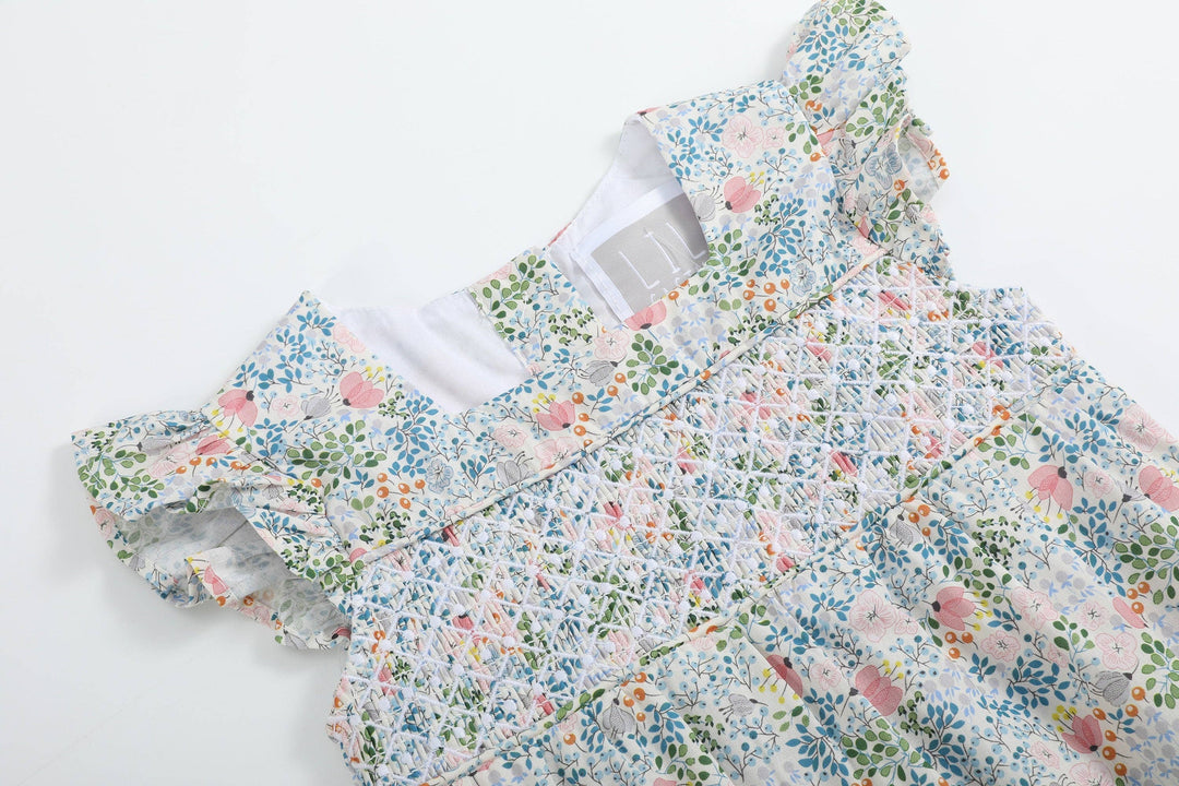 Pink Floral Print Smocked Futter Romper - Premium Baby & Toddler Outfits from Lil Cactus - Just $38.95! Shop now at Pat's Monograms