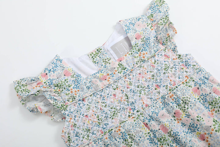 Pink Floral Print Smocked Futter Romper - Premium Baby & Toddler Outfits from Lil Cactus - Just $38.95! Shop now at Pat's Monograms