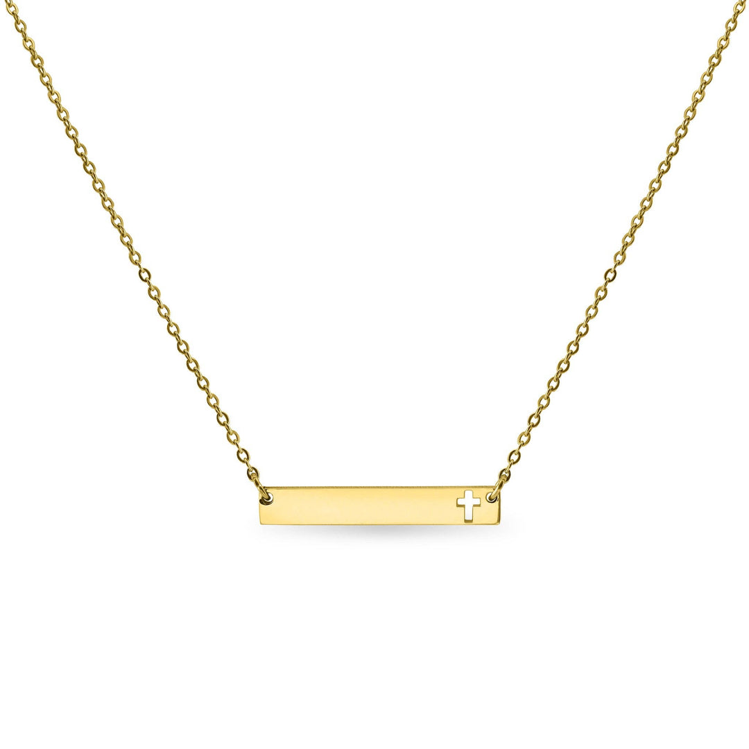 Stainless Steel Cutout Cross Bar Necklace - Premium Jewelry from WJW - Just $23.95! Shop now at Pat's Monograms