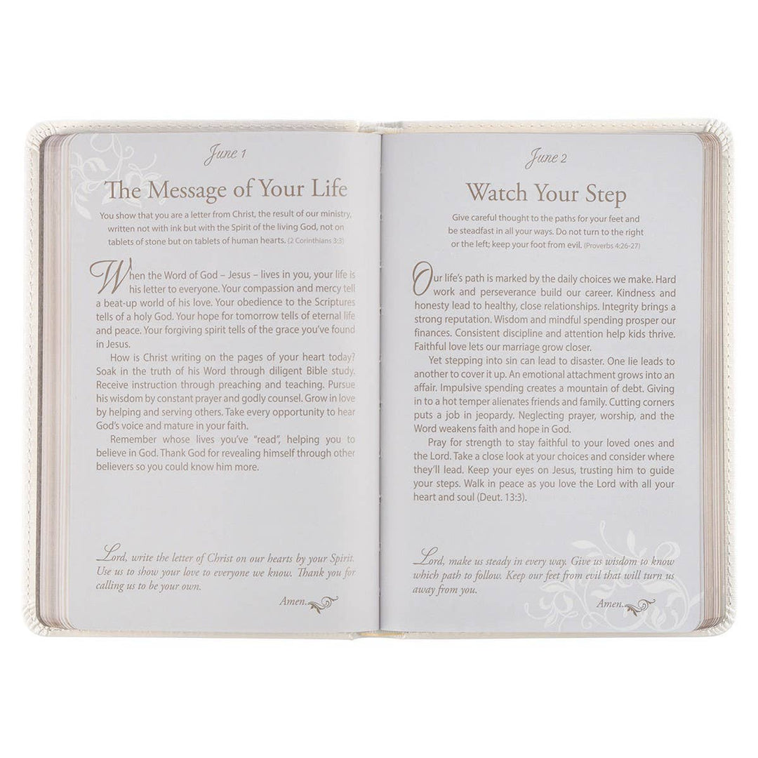 Mr. & Mrs. 366 Devotions for Couples White Faux Leather Devo - Premium Books and Devotionals from Christian Art Gifts - Just $16.99! Shop now at Pat's Monograms