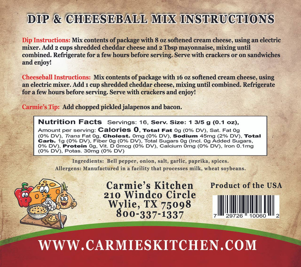Pimento Cheese Dip & Cheeseball Mix - Premium Gourmet Foods from Carmie's Kitchen - Just $5! Shop now at Pat's Monograms