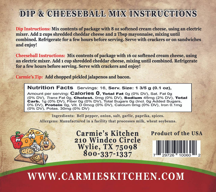 Pimento Cheese Dip & Cheeseball Mix - Premium Gourmet Foods from Carmie's Kitchen - Just $5! Shop now at Pat's Monograms