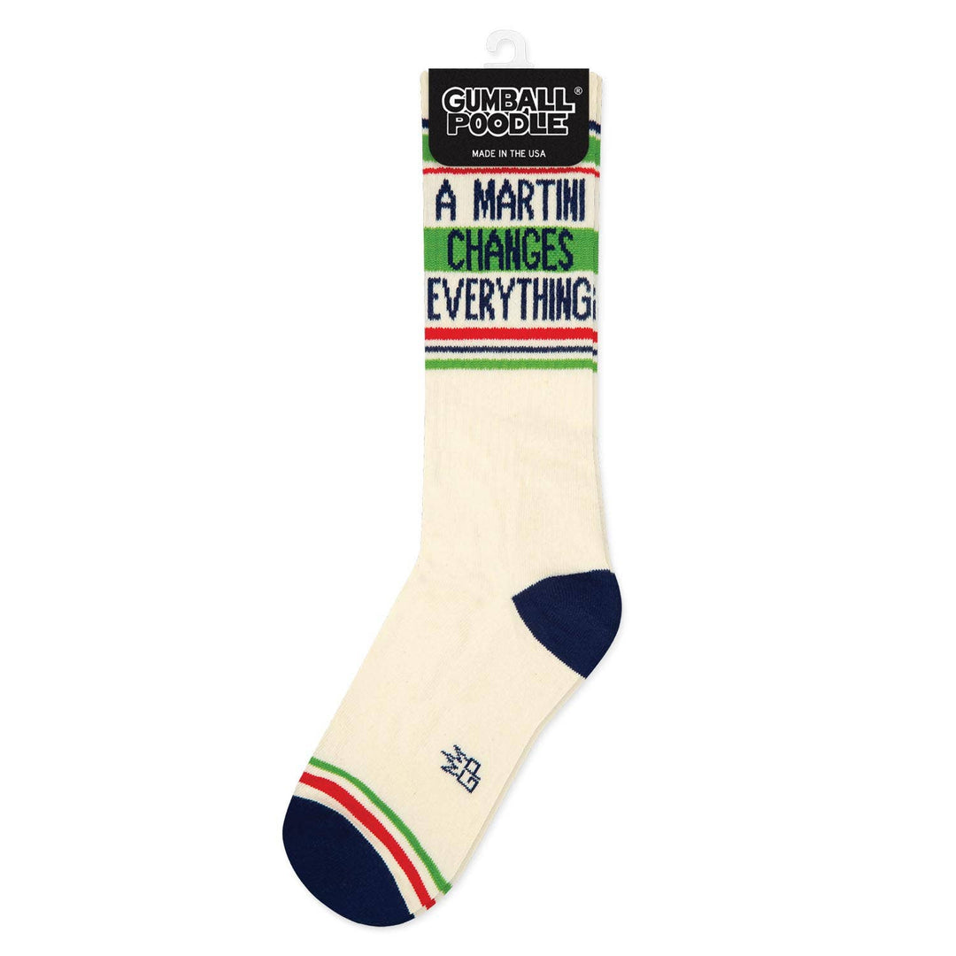 A Martini Changes Everything Gym Crew Socks - Premium socks from Gumball Poodle - Just $12.95! Shop now at Pat's Monograms