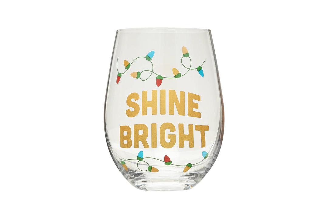 Festive Shine Bright Christmas Stemless Wine Glass - Premium drinkware from Pearhead - Just $7.95! Shop now at Pat's Monograms
