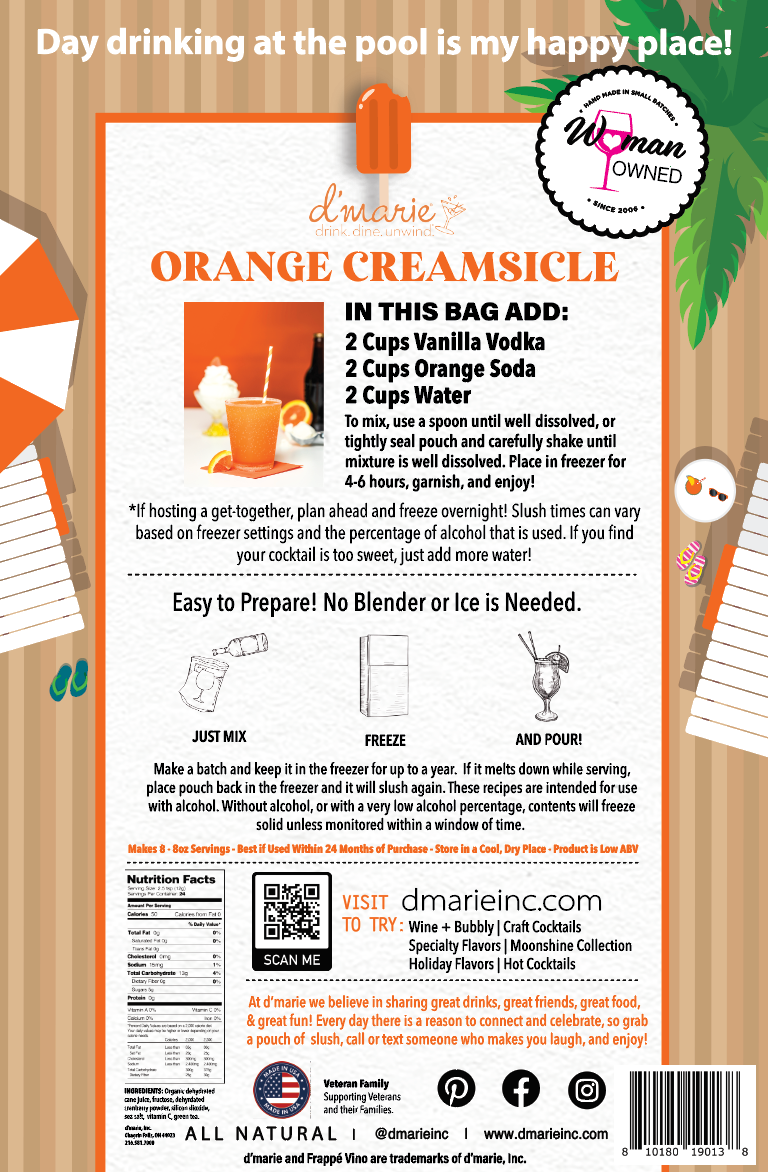 Orange Creamsicle Cocktail - Ready-To-Freeze Cocktail - Premium drink mix from d'marie inc. - Just $17! Shop now at Pat's Monograms