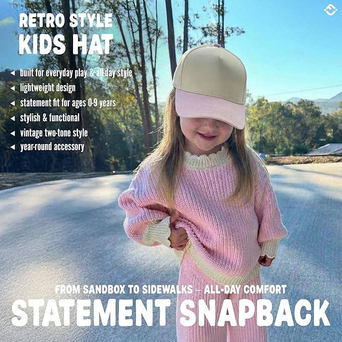Kids/Baby Two Tone Vintage Cap - Light Pink/Beige - Premium Trucker Cap from Funky Junque - Just $15.95! Shop now at Pat's Monograms