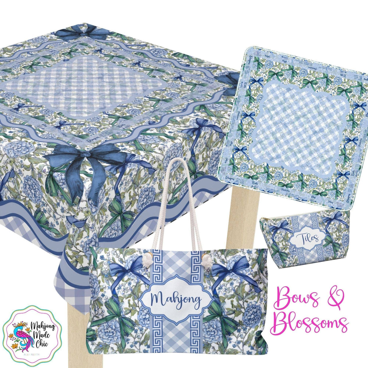 Bows & Blossom Mahjong Tablecloth, Charleston Directions