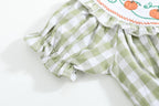 Sage Green Gingham Pumpkin Smocked Romper - Premium  from Lil Cactus - Just $36! Shop now at Pat's Monograms