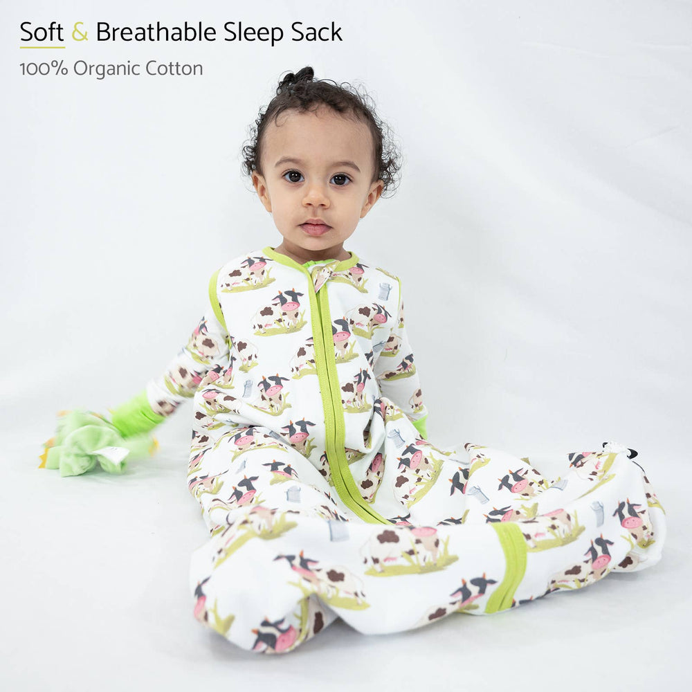 Moo Moo Here Baby Sleep Sack, 100% Organic Cotton - Premium Baby Sleepwear from LollyBanks - Just $21.95! Shop now at Pat's Monograms