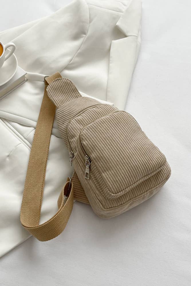 Corduroy Zipper Sling Bag - Premium Bags and Totes from UNISHE - Just $16.95! Shop now at Pat's Monograms