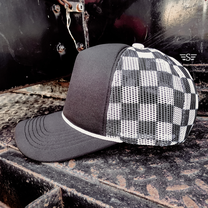 Checkered Mesh Back Foam Trucker Cap - Premium Trucker Cap from Flying S Company - Just $16.99! Shop now at Pat's Monograms