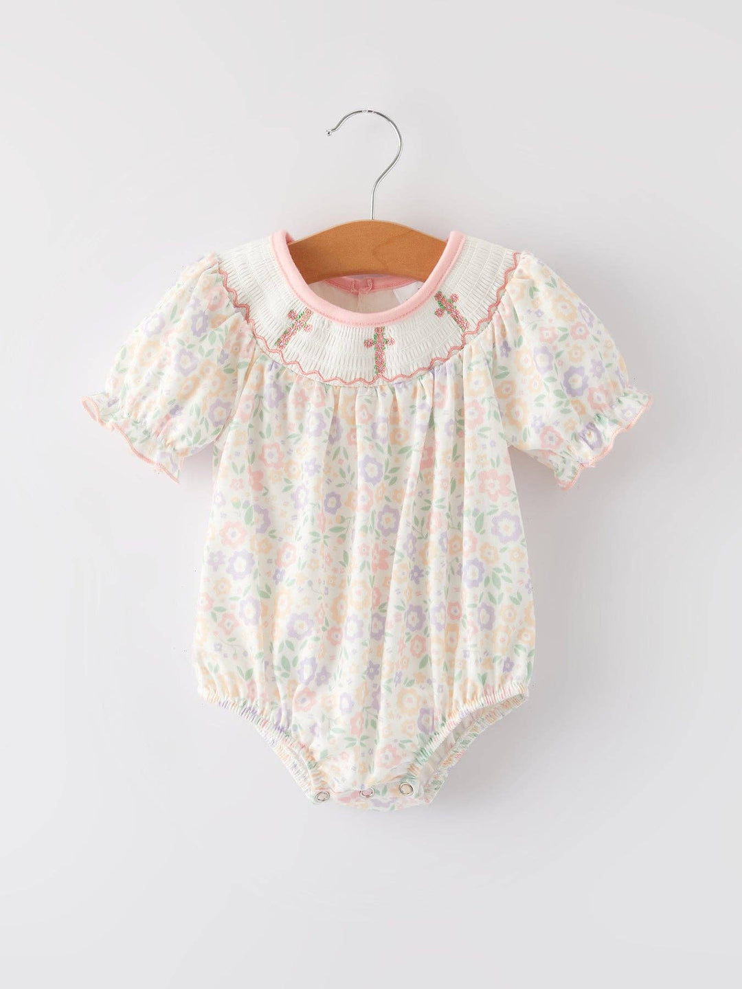 Spring Summer Cross Smocking Embroidery Colorful Romper - Premium Baby & Toddler Outfits from Rylee Faith Designs - Just $24.95! Shop now at Pat's Monograms