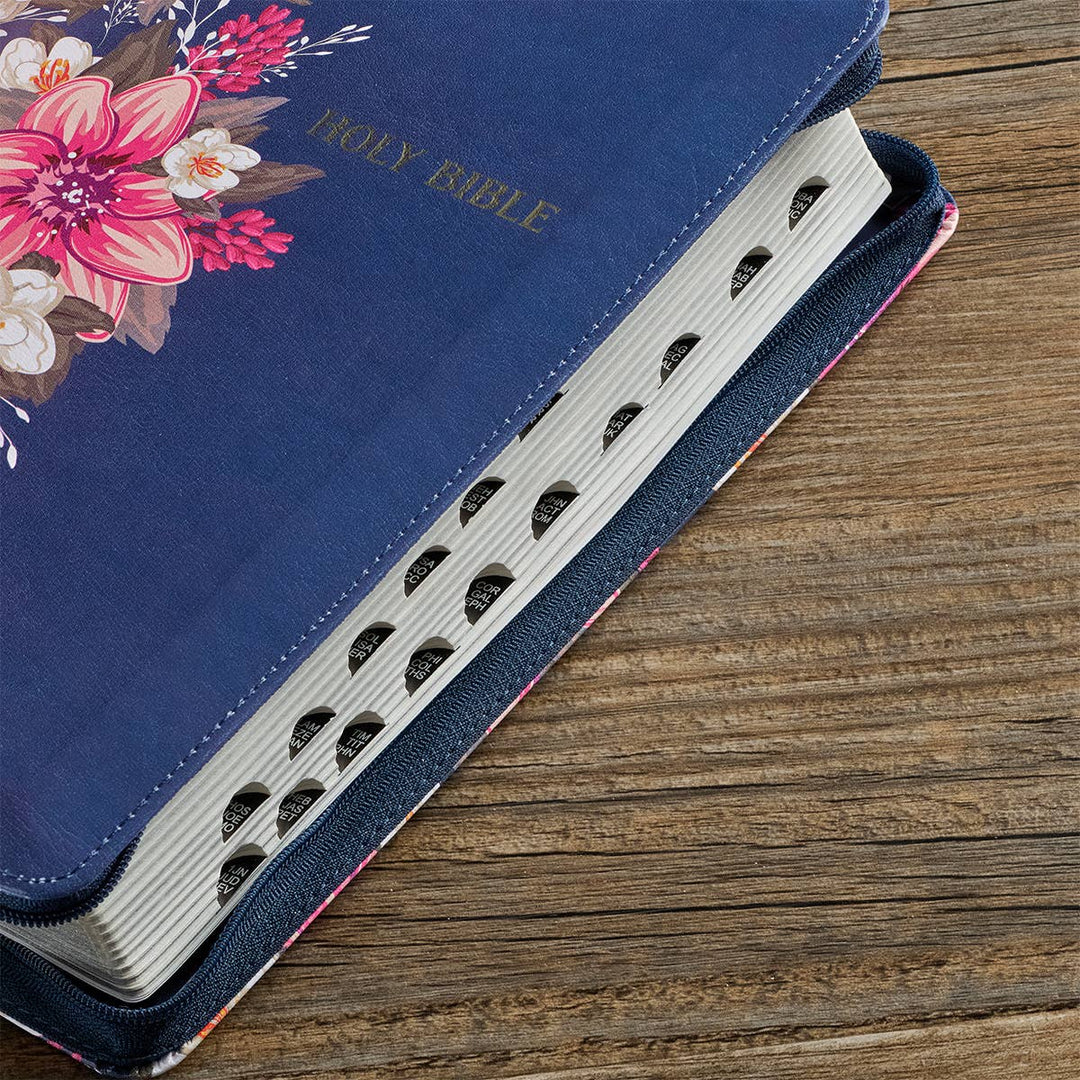 Floral Blue Faux Leather KJV Deluxe Gift Bible - Premium Books and Devotionals from Christian Art Gifts - Just $34.95! Shop now at Pat's Monograms