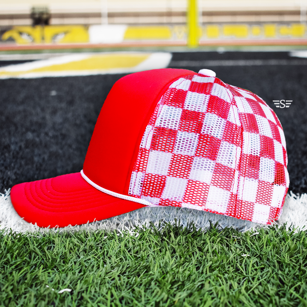 Checkered Mesh Back Foam Trucker Cap - Premium Trucker Cap from Flying S Company - Just $16.99! Shop now at Pat's Monograms